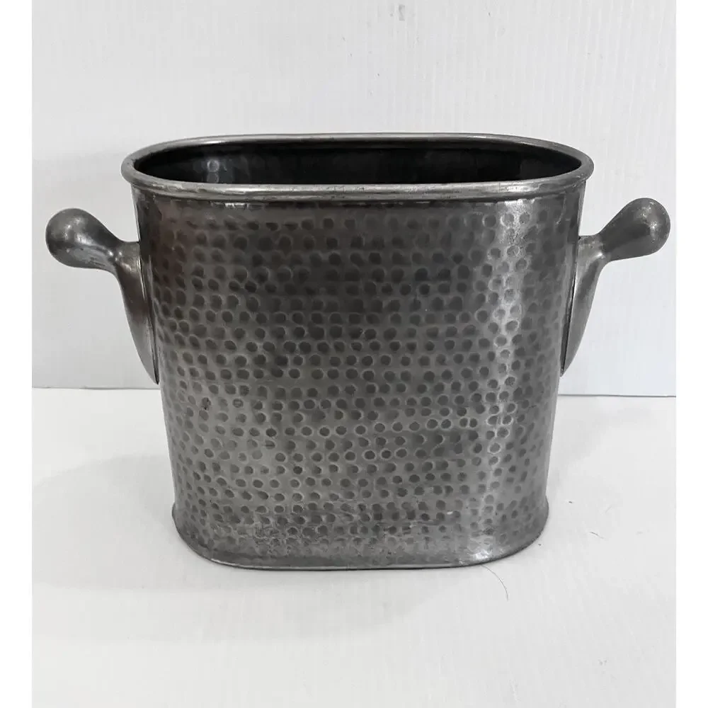 Vintage Hammered Single Wine Chiller Oval Silver Plate Champagne Bucket MCM